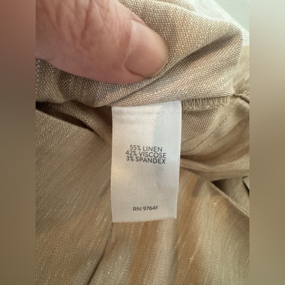 J Jill Linen Blend Cropped Pants Khaki Button Ankle Detail Side Zip NWT XL - Picture 9 of 10